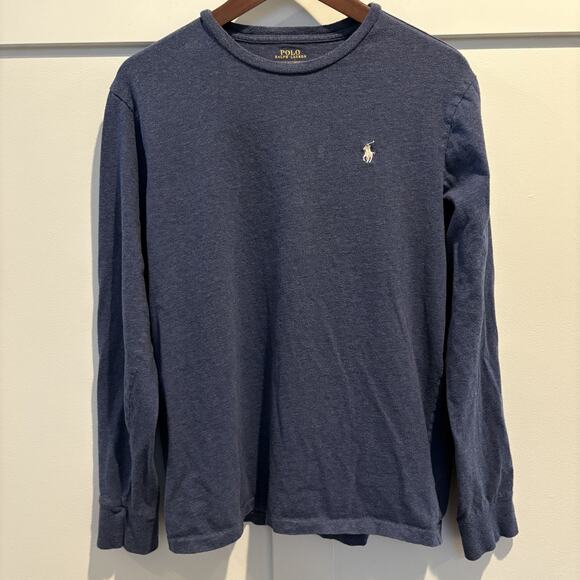 Polo Ralph Lauren Shirt Mens Small Blue Long Sleeve Crewneck Pullover Classic - Picture 1 of 12